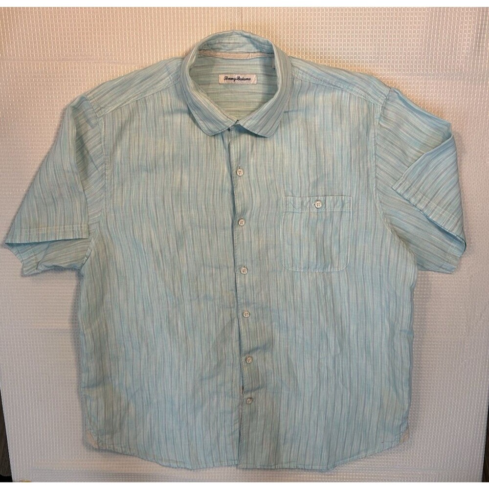 Tommy Bahama Men's Short Sleeve Light Blue Button Shirt XL